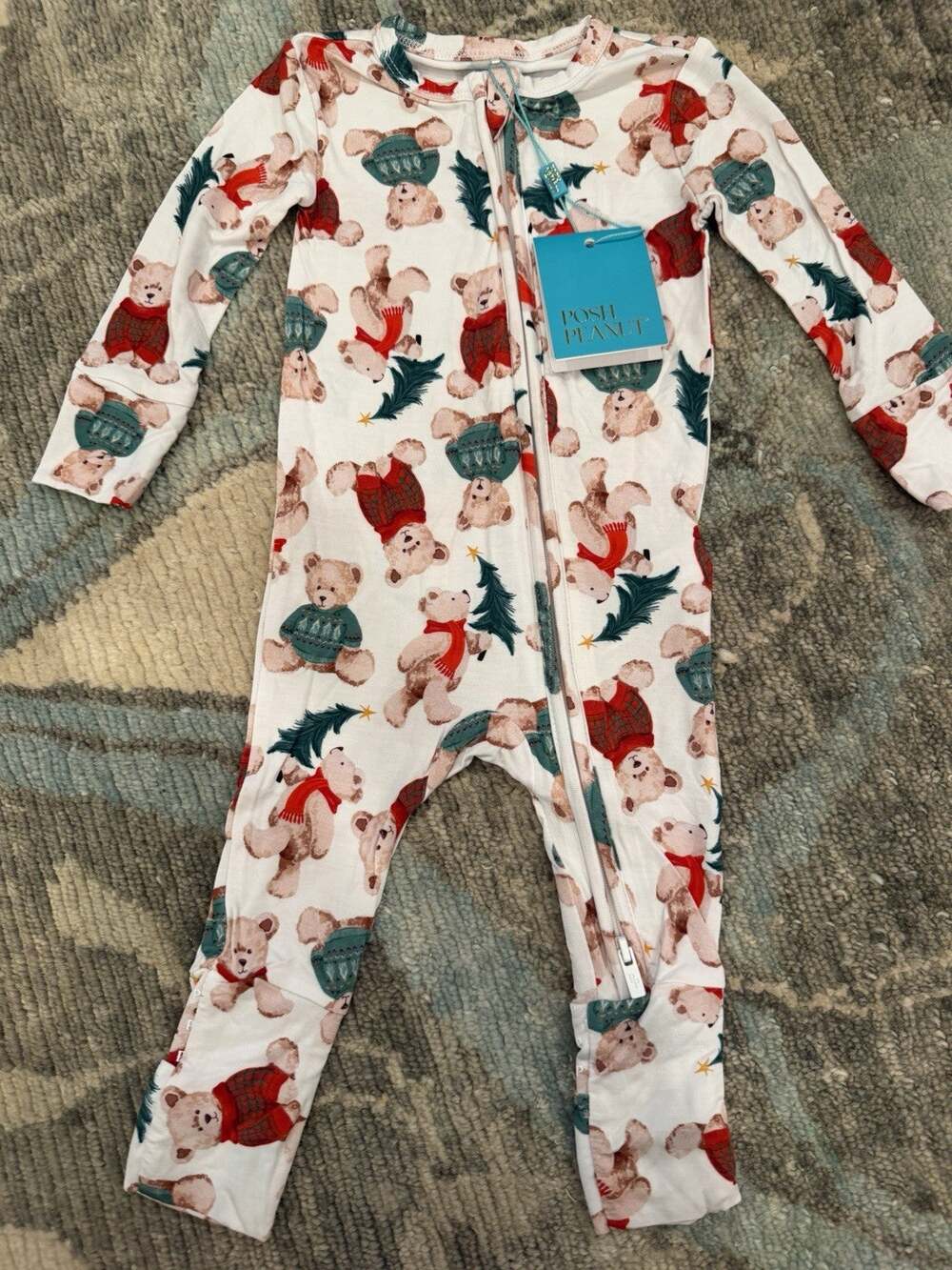 Posh Peanut Holiday Bear Footie One Piece 3-6 Months Bamboo NWT
